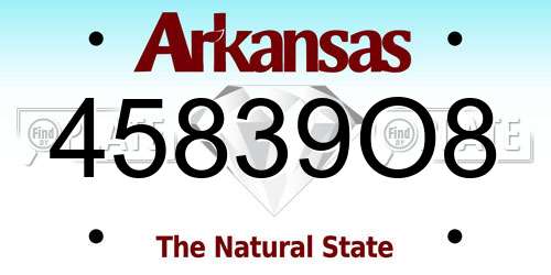 45839O8 Arkansas License Plate