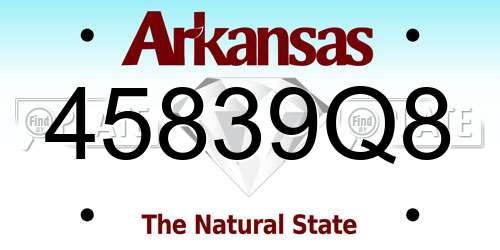 45839Q8 Arkansas License Plate