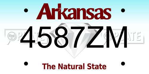 4587ZM Arkansas License Plate