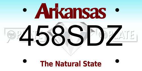 458SDZ Arkansas License Plate
