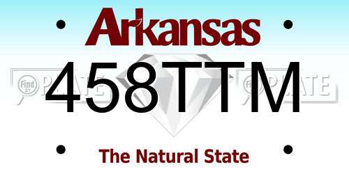 458TTM Arkansas License Plate