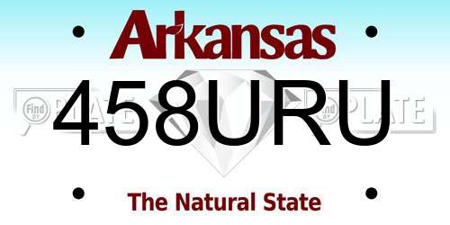 458URU Arkansas License Plate