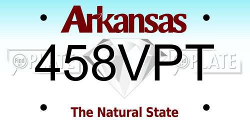 458VPT Arkansas License Plate