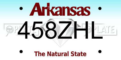 458ZHL Arkansas License Plate