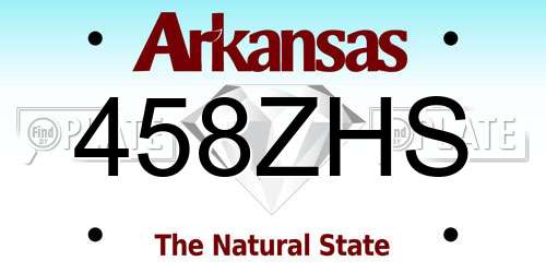 458ZHS Arkansas License Plate