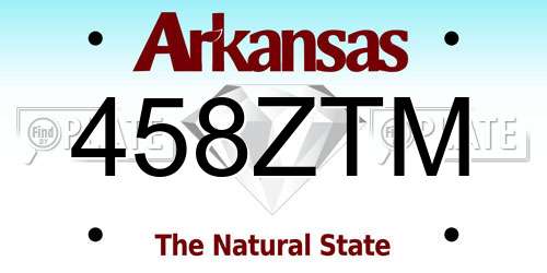 458ZTM Arkansas License Plate