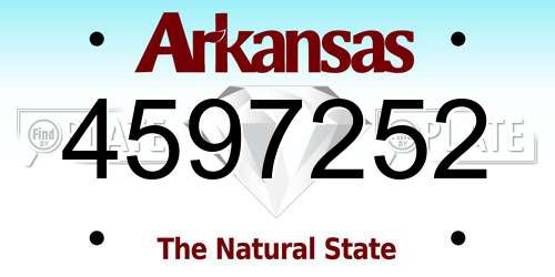 4597252 Arkansas License Plate