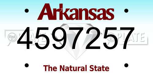 4597257 Arkansas License Plate