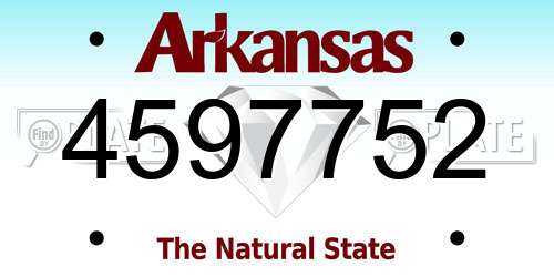 4597752 Arkansas License Plate
