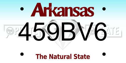 459BV6 Arkansas License Plate