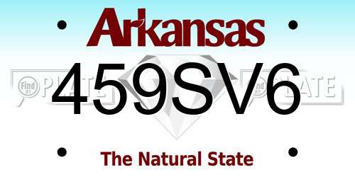 459SV6 Arkansas License Plate