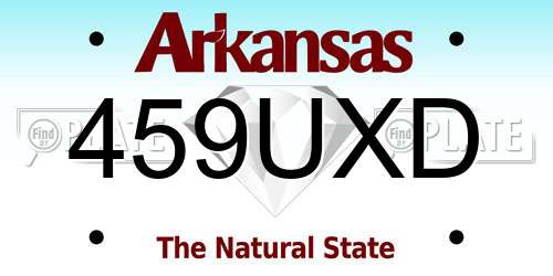 459UXD Arkansas License Plate