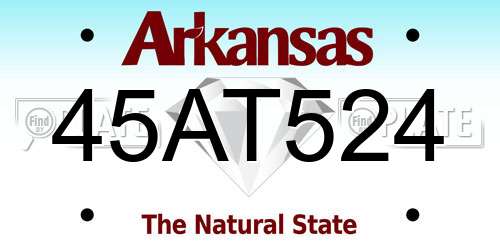 45AT524 Arkansas License Plate