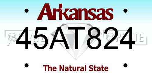 45AT824 Arkansas License Plate