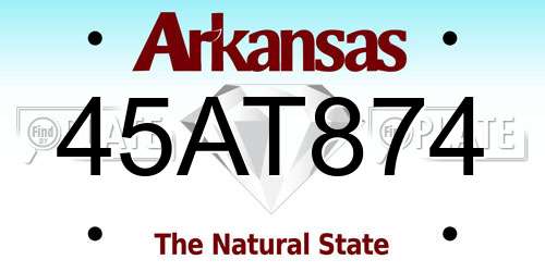 45AT874 Arkansas License Plate