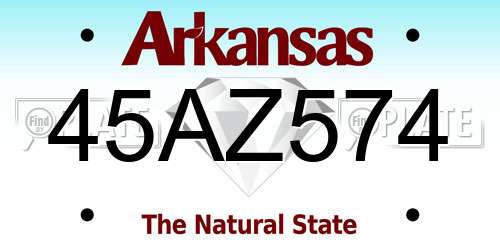 45AZ574 Arkansas License Plate