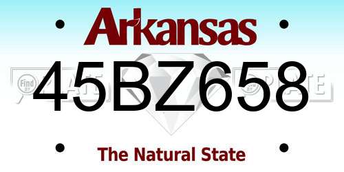 45BZ658 Arkansas License Plate