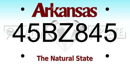45BZ845 Arkansas License Plate