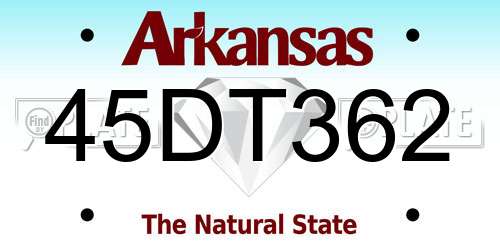 45DT362 Arkansas License Plate