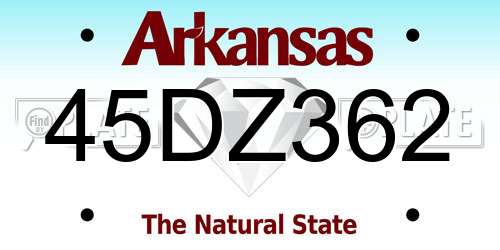 45DZ362 Arkansas License Plate