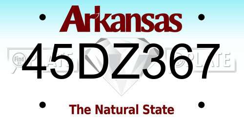 45DZ367 Arkansas License Plate