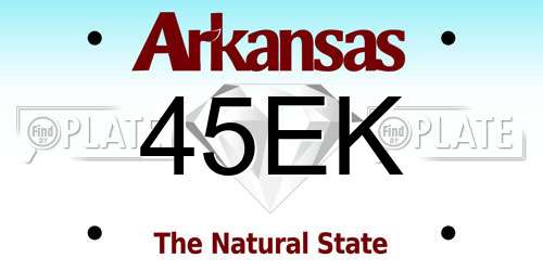 45EK Arkansas License Plate