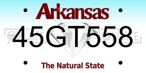 45GT558 Arkansas License Plate