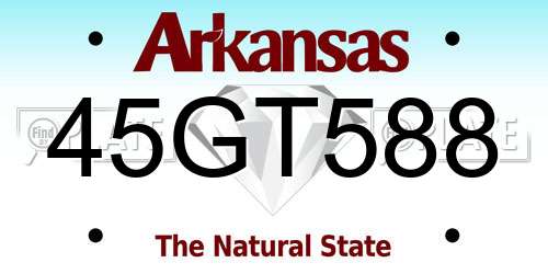 45GT588 Arkansas License Plate