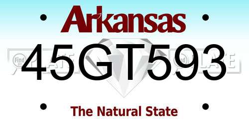 45GT593 Arkansas License Plate