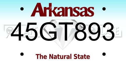 45GT893 Arkansas License Plate
