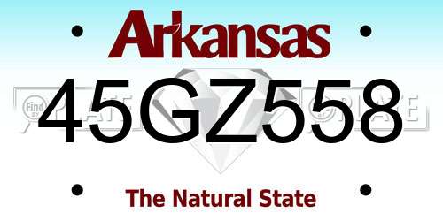 45GZ558 Arkansas License Plate
