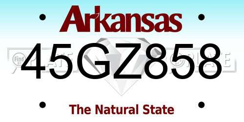 45GZ858 Arkansas License Plate