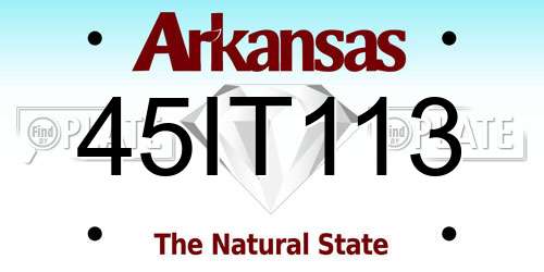 45IT113 Arkansas License Plate