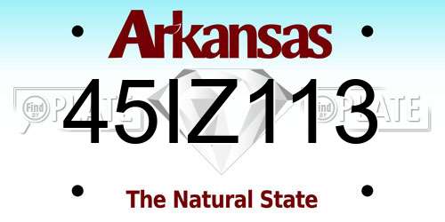 45IZ113 Arkansas License Plate