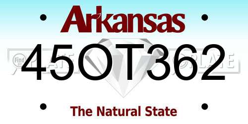 45OT362 Arkansas License Plate