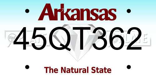 45QT362 Arkansas License Plate