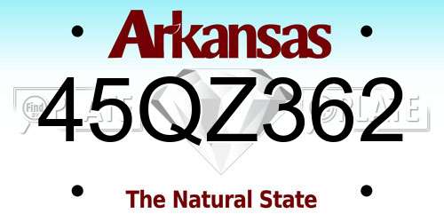 45QZ362 Arkansas License Plate