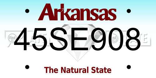 45SE908 Arkansas License Plate