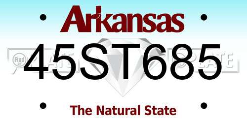 45ST685 Arkansas License Plate