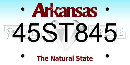 45ST845 Arkansas License Plate