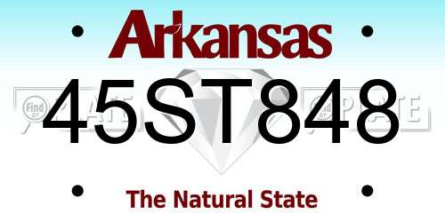 45ST848 Arkansas License Plate