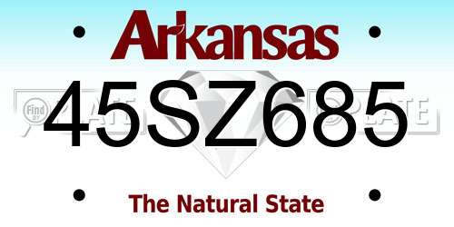 45SZ685 Arkansas License Plate