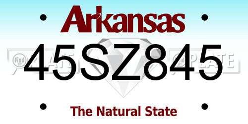 45SZ845 Arkansas License Plate