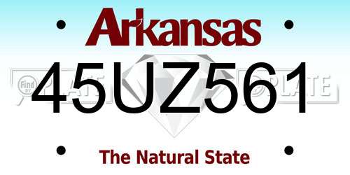 45UZ561 Arkansas License Plate