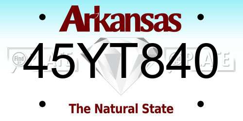 45YT840 Arkansas License Plate