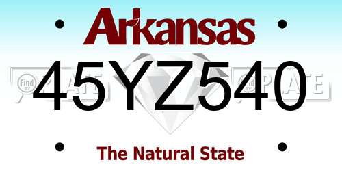 45YZ540 Arkansas License Plate