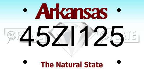 45ZI125 Arkansas License Plate