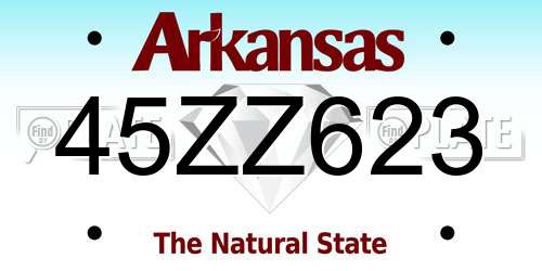 45ZZ623 Arkansas License Plate