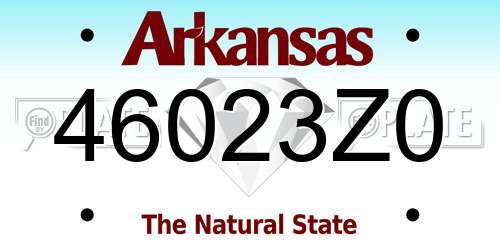46023Z0 Arkansas License Plate