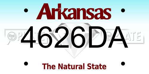 4626DA Arkansas License Plate